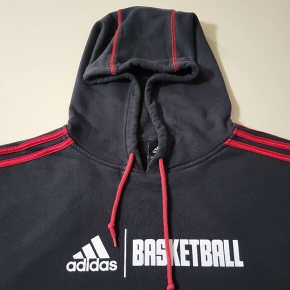 adidas Men's Black Pullover Hooded Basketball Sweatshirt - Picture 7 of 13